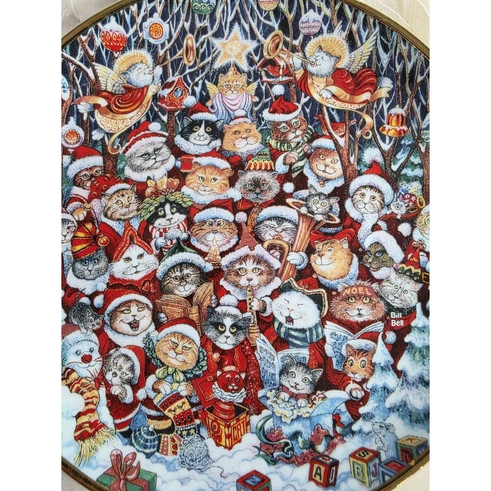 Cat Plate Santa Claws Collectors Plate Franklin Mint Limited Edition Christmas